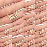 English bohemian number letter necklace stainless steel chain for female