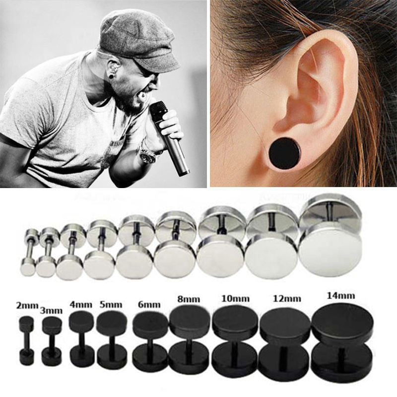 1 Piece Fashion Punk Earrings Double Sided Round Bolt Stud Earrings