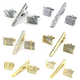 Gold Tie Clip and Cufflink Set For Men